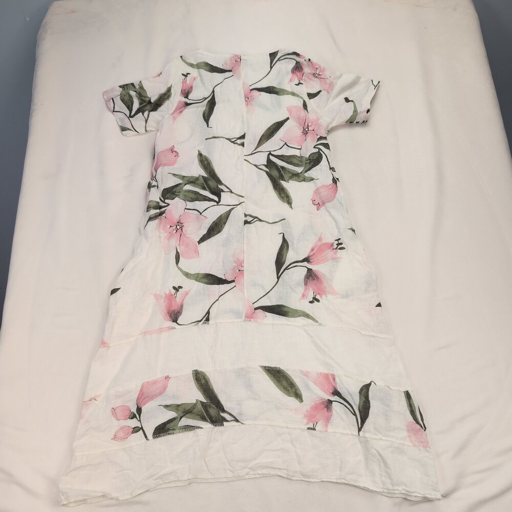 Lungo L'arno 100% Linen Floral Shift Dress M - Picture 3 of 13